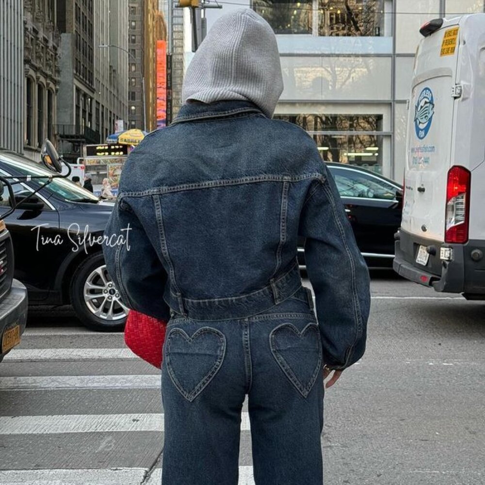 Zara Heart Denim Jacket Navy Blue NWT - Picture 12 of 12